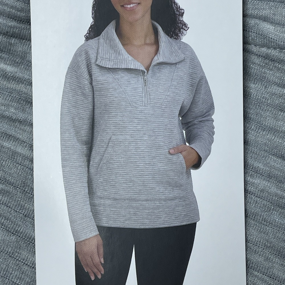 Kirkland Signature Women's XXL Half-Zip Sweatshirt Gray H0144